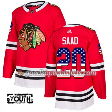 Chicago Blackhawks Brandon Saad 20 Adidas 2017-2018 Rood USA Flag Fashion Authentic Shirt - Kinderen
